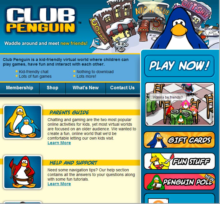 club penguin 2007 home screen