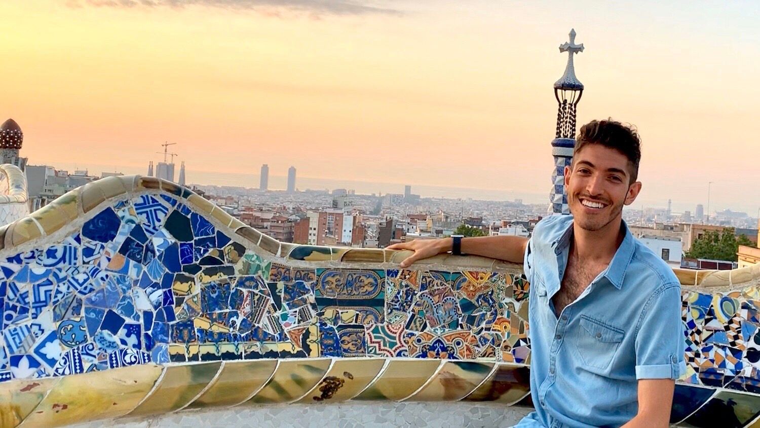 Rocky overlooking Barcelona from Park Güell