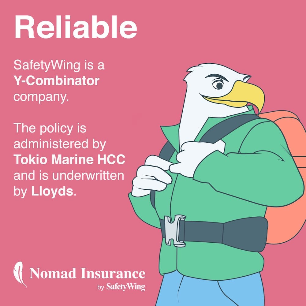 Reliable: SafetyWing is a Y-Combinator company.