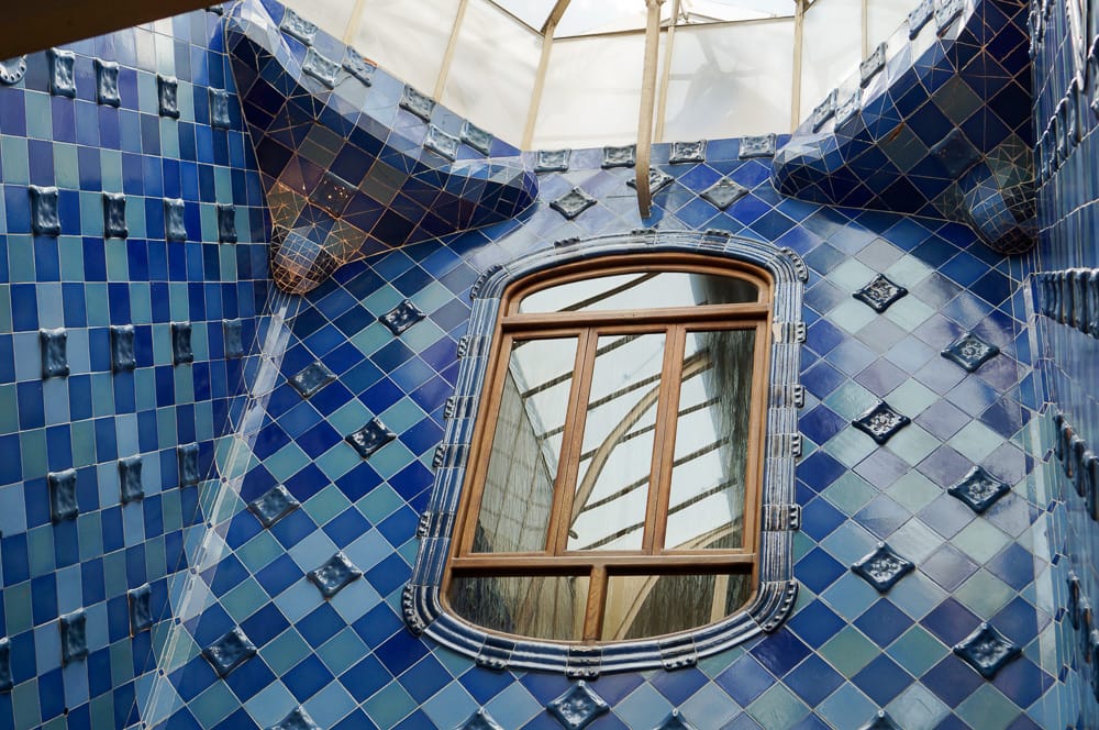 The ocean tiles inside of Casa Batlló