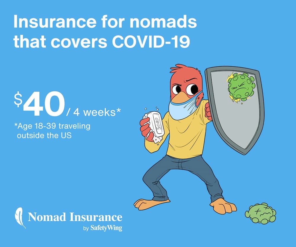 Insurance for nomads that covers COVID-19. 