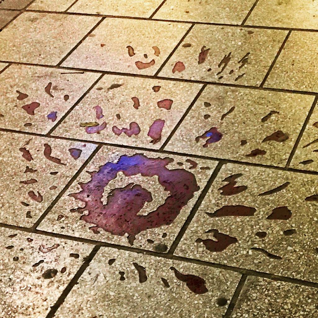 The Sarajevo Roses on a sidewalk in Bosnia.