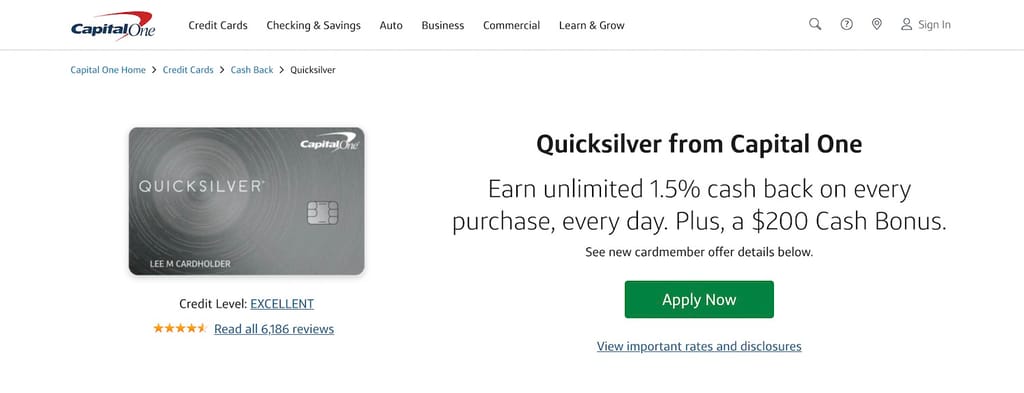 CapitalOne QuickSilver Rewards Credit Card