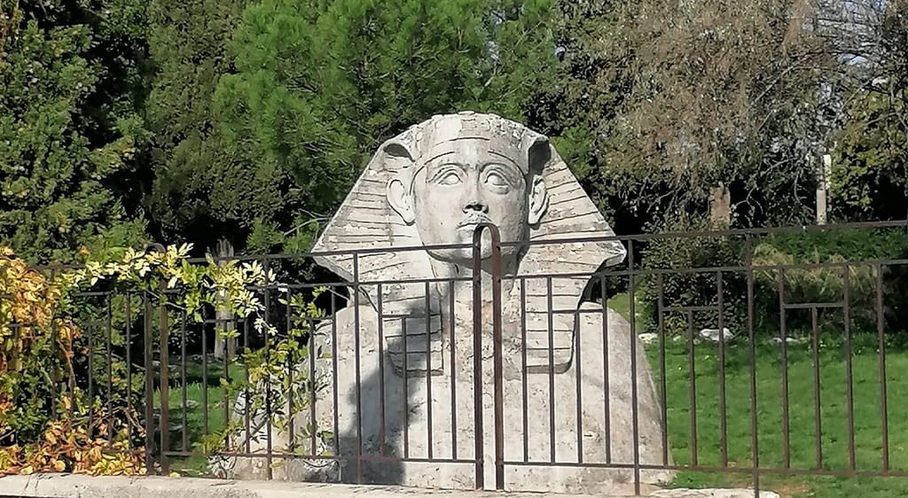 The large head of an Egyptian sphinx in Zadar peered at me from between the trees ahead.