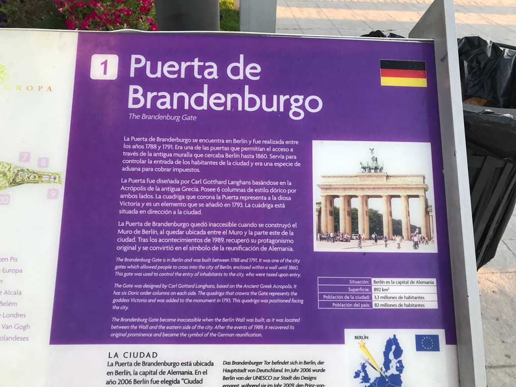 Descriptive Information Panel for The Brandenburg Gate