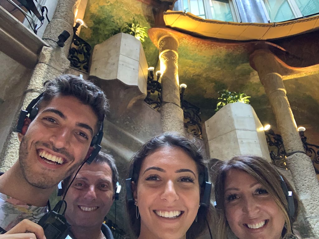 My family touring Casa Milà