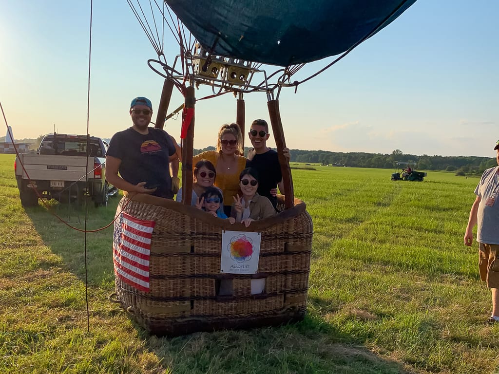 Boarding the hot-air balloon