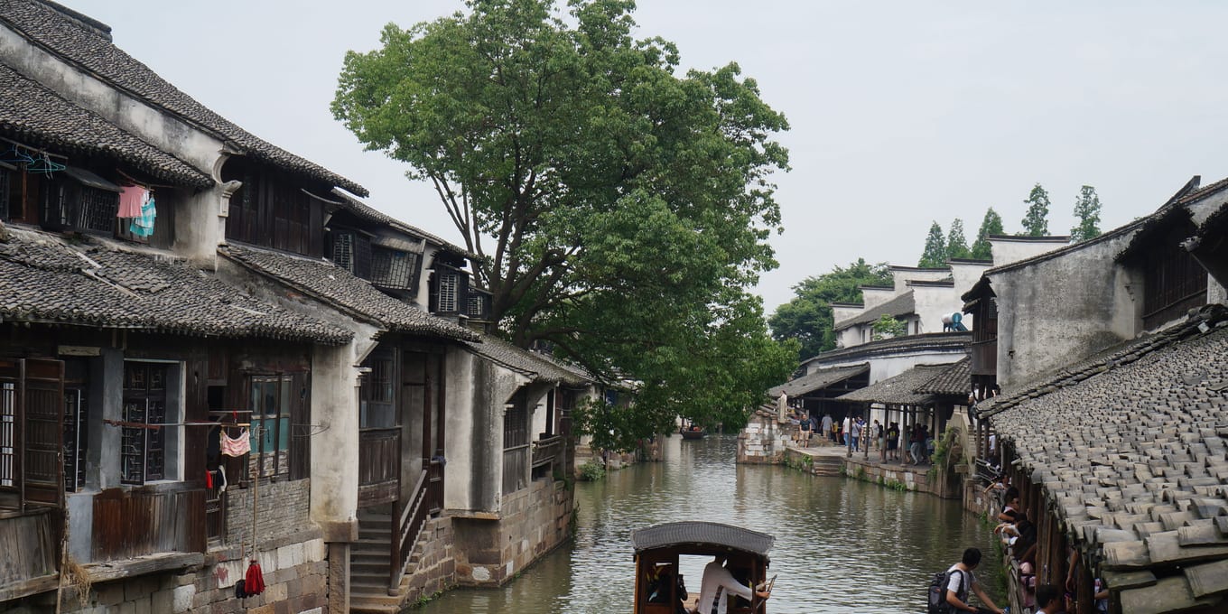 Water running between the buildings of Wuzhen