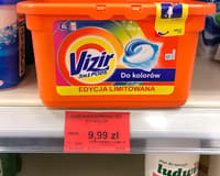 A box of Vizir detergent beside a box of Tide