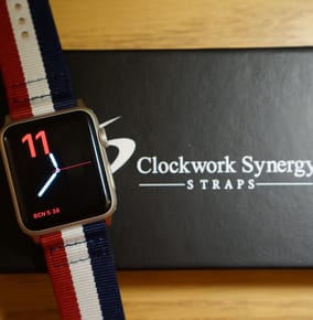 Review of the Red White and Blue NATO Apple Watch Band from Clockwork Synergy