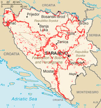 Land Mine Map in Bosnia