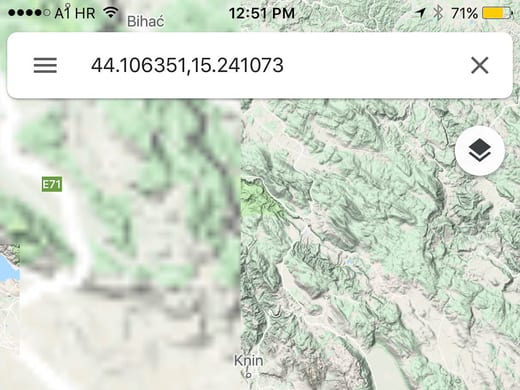 A phone showing a map that will not load