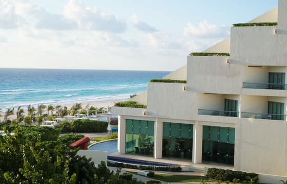 The Westin Lagunamar seen from the beach in Cancun