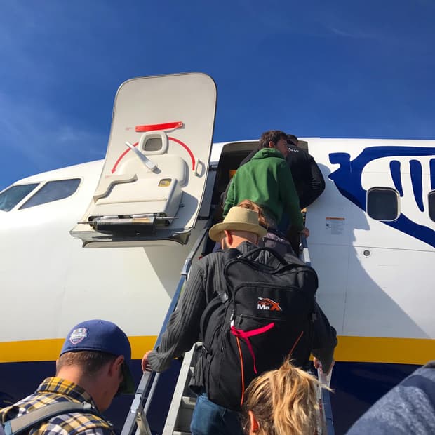 Boarding a Ryanair flight on the tarmac