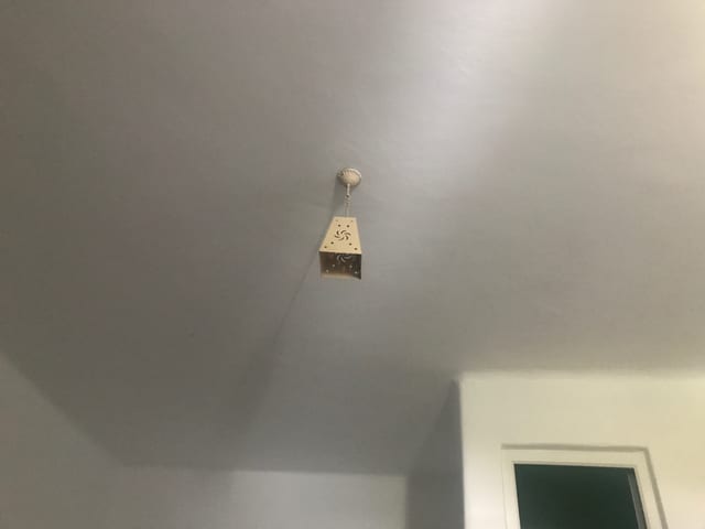 The only light installed in the entire room.