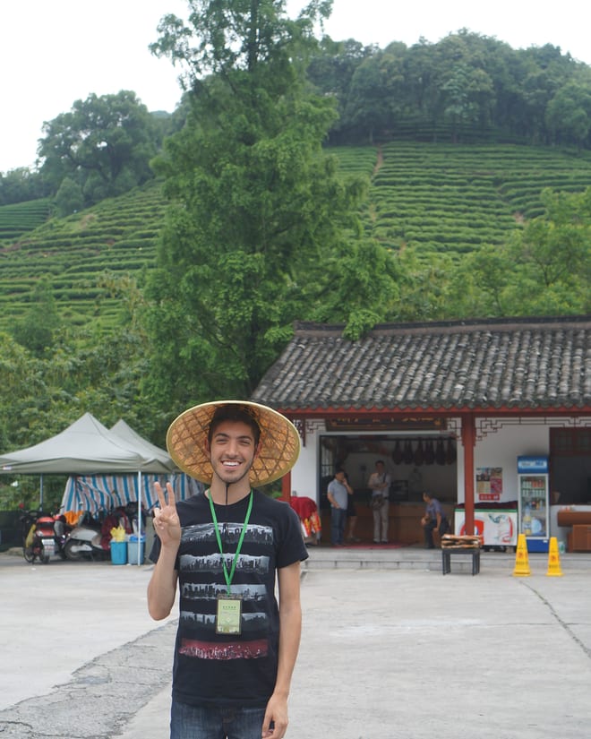 Rocky at the Longjing tea plantation at West Lake
