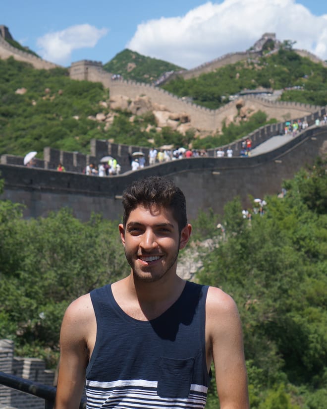 Rocky standing on the Great Wall of China