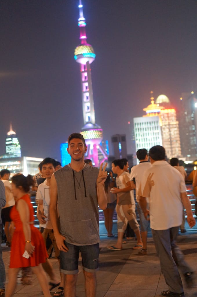 Me at Bund and Oriental Pearl Tower