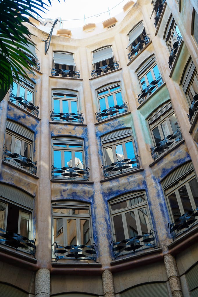 The windows inside Casa Mila from the patio