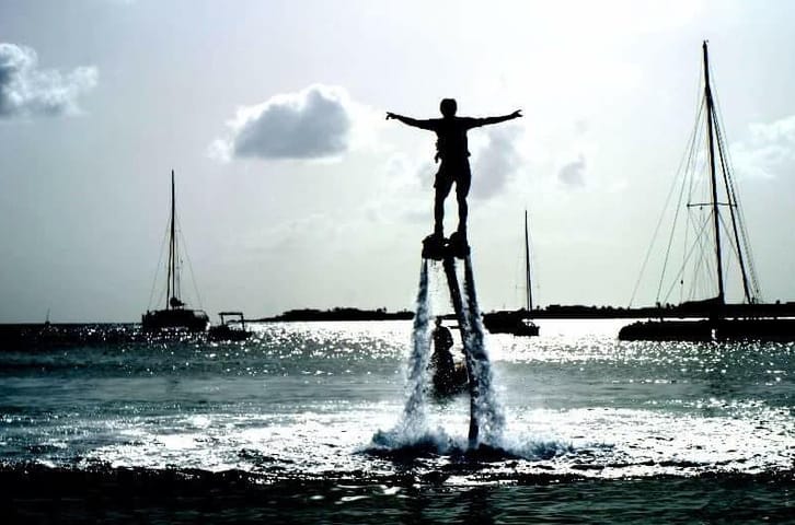 Flyboarding in Circles Around Simpson Bay