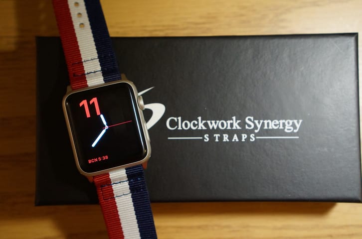 Review of the Red White and Blue NATO Apple Watch Band from Clockwork Synergy