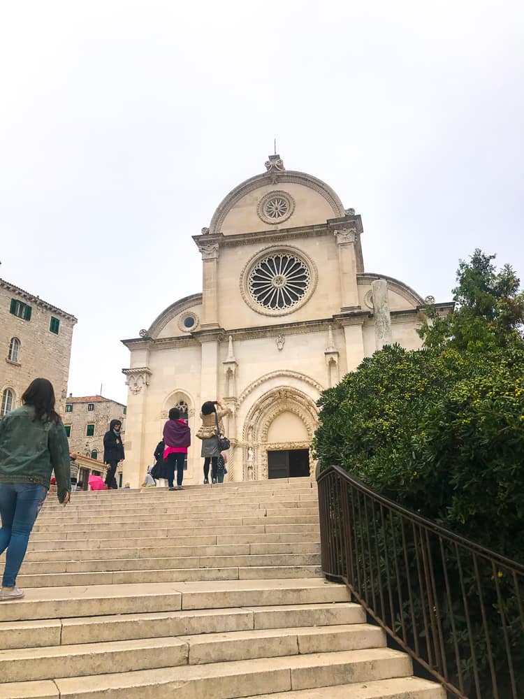 The stone facade of the Cathedral of Saint James in Šibenik