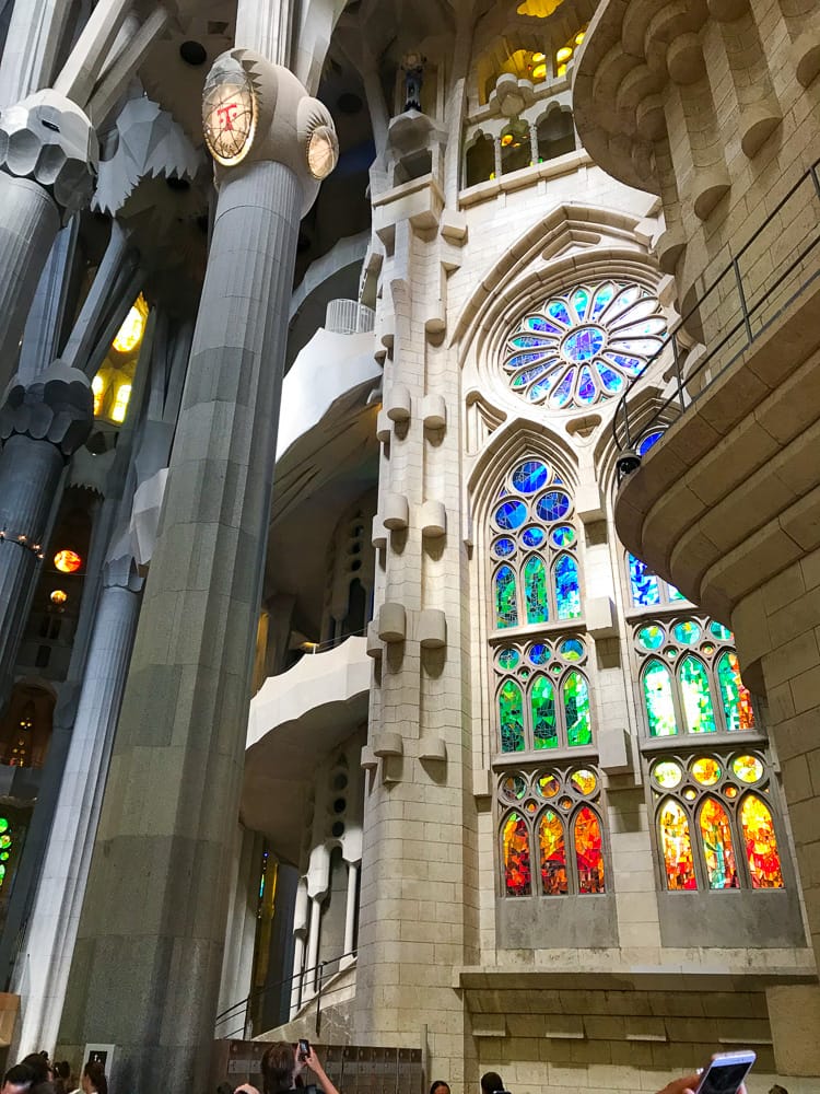 Rainbow stained glass windows at La Sagrada Familia