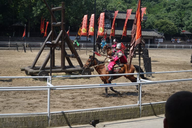 Riders performing in the horse show at Wuxi