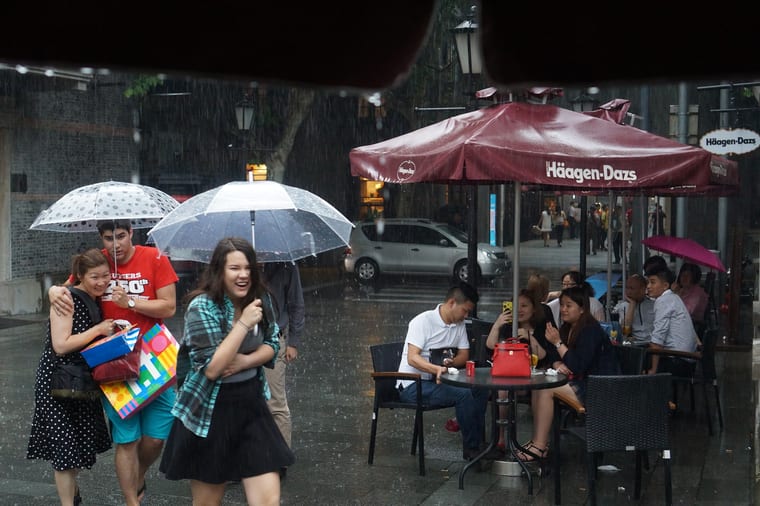 Caught in a monsoon in Shanghai