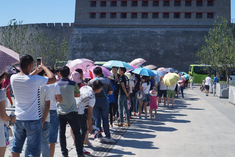 The bus queue for the Great Wall