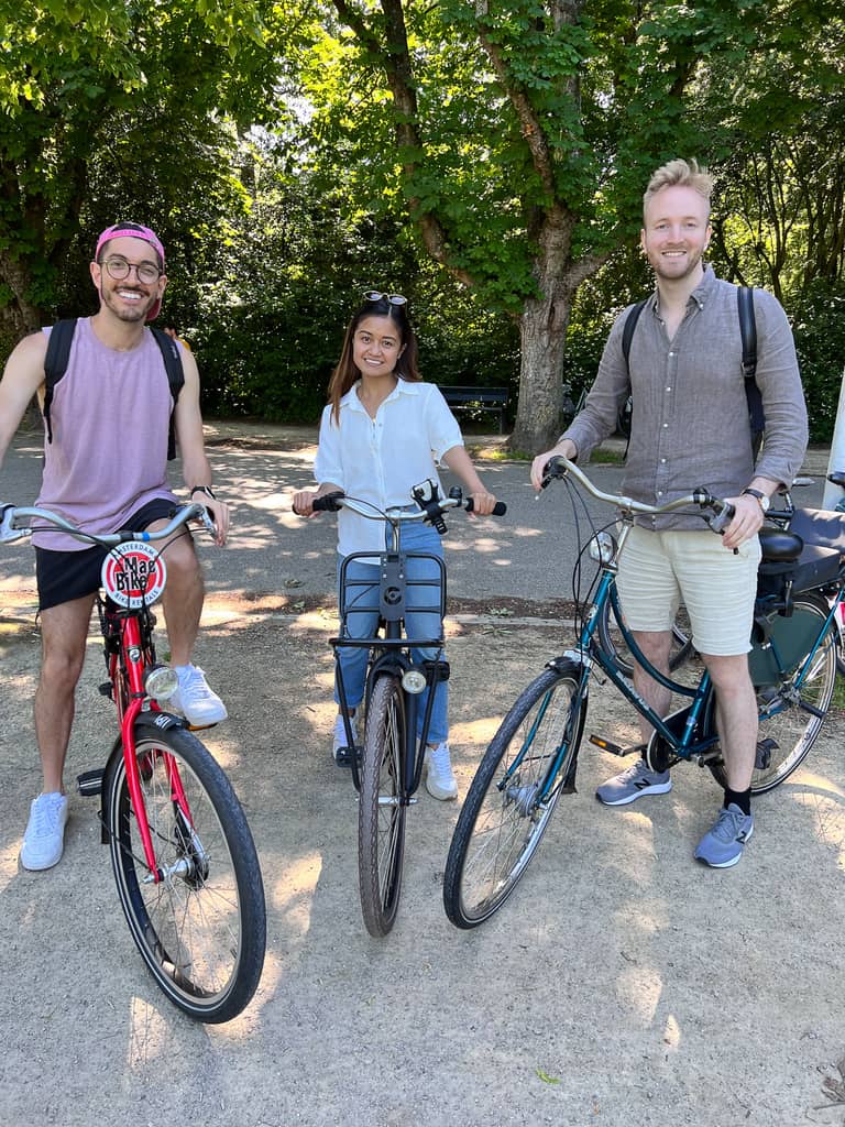 Traveling with friends in Amsterdam by bike