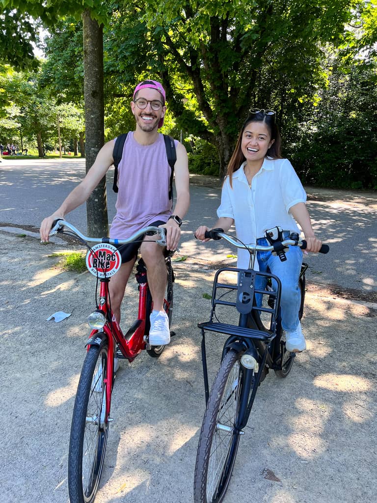 Rocky and Schatze ride bikes