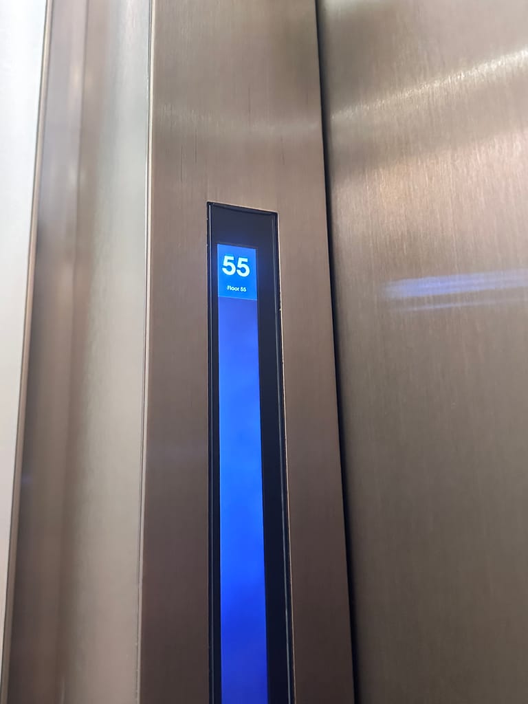 Elevator in One Vanderbilt takes you to Floor 55 for the Centurion Club