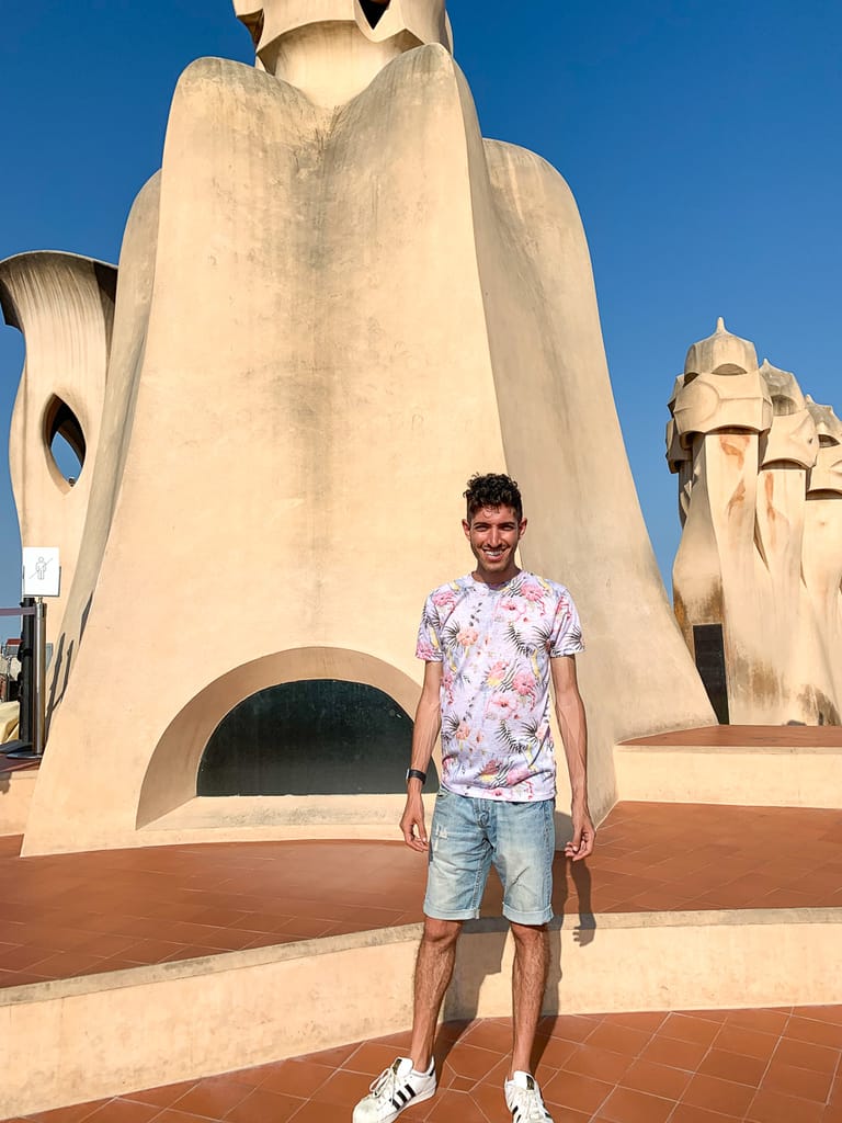 Squinting on the rooftop of Casa Mila