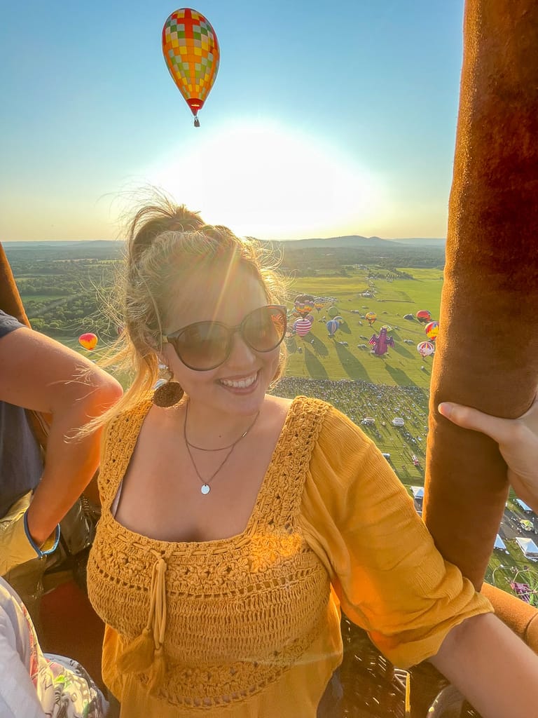 Chrissy on the hot air balloon