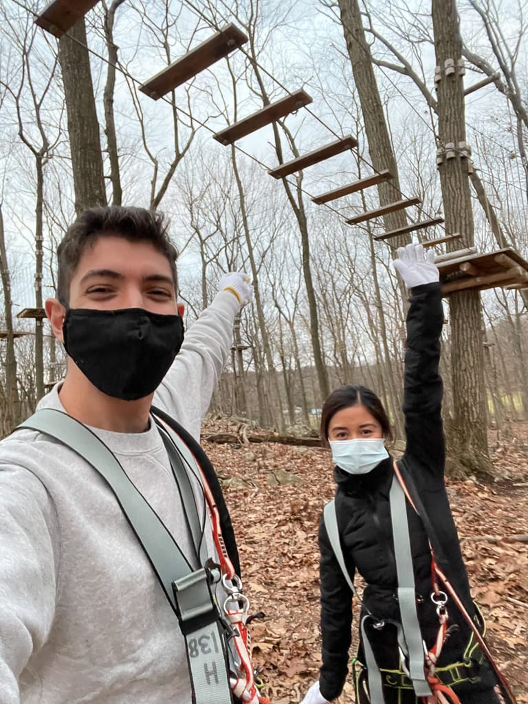 Rocky and Schatze complete the FLG X New Jersey Adventure and Zip Line Course