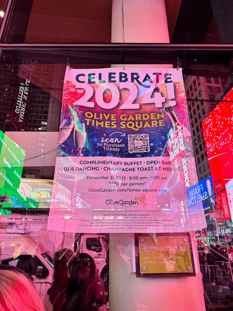 Celebrate 2024 Olive Garden Times Square Event Poster