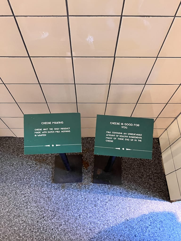 Signs about making cheese