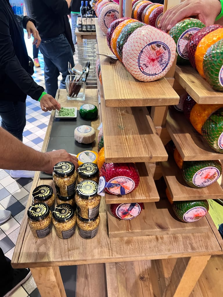 Trying cheese during the tour