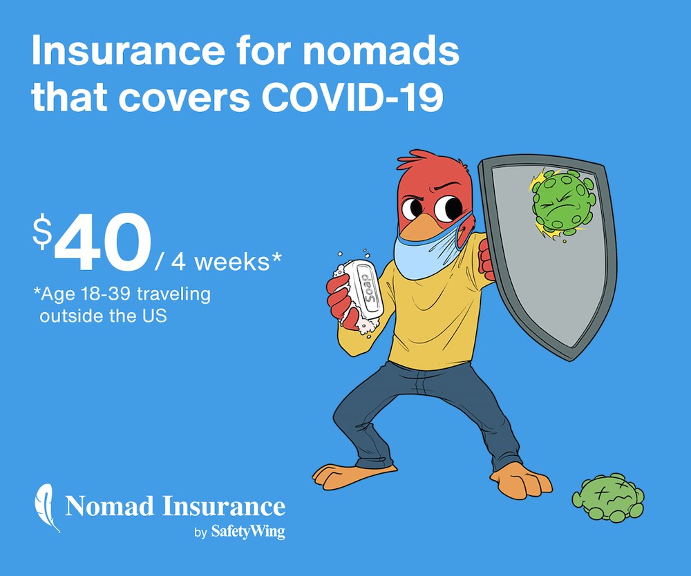 Insurance for nomads that covers COVID-19. 