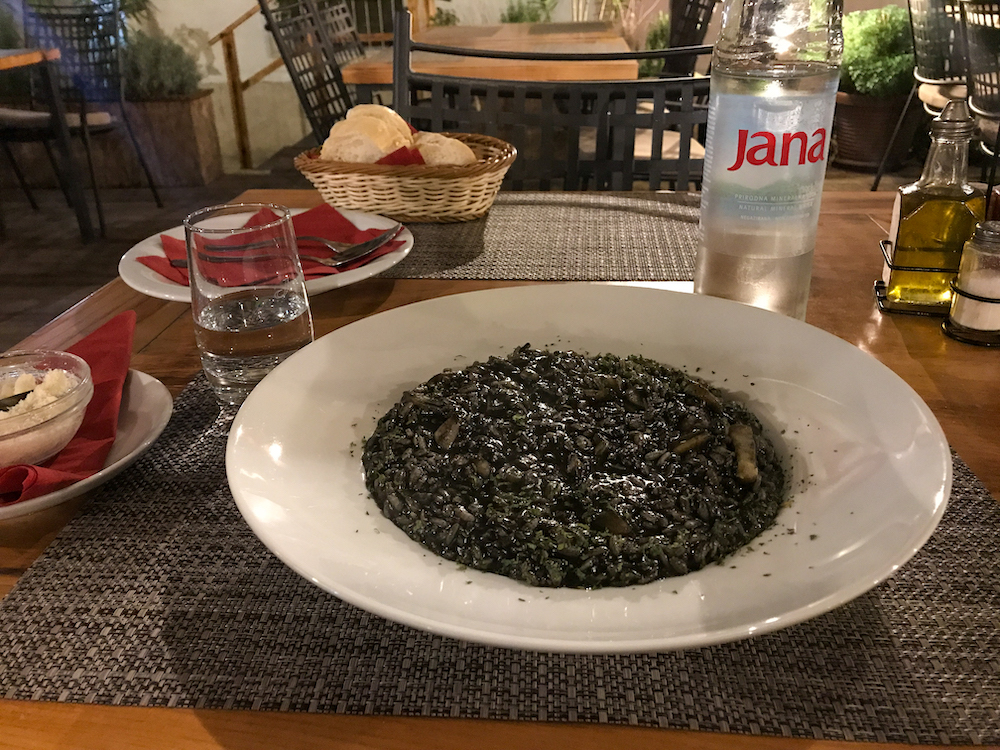 Black Risotto in Zadar, Croatia. This is crni rižot.