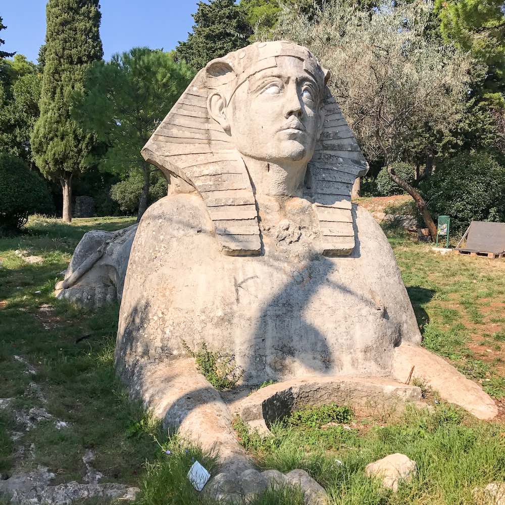 Photograph of the sphinx built in Zadar, Croatia.