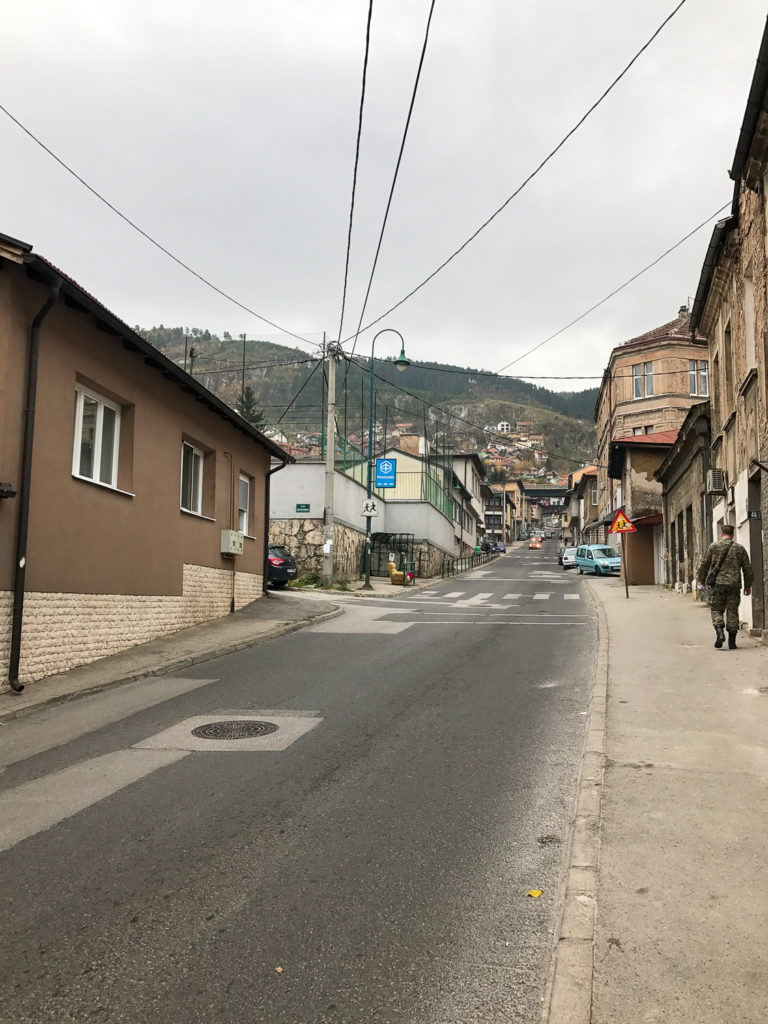 Leaving my home in Sarajevo to walk outside.