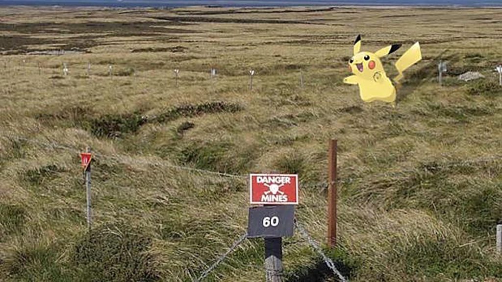 Pikachu in Mine Field from Pokemon Go