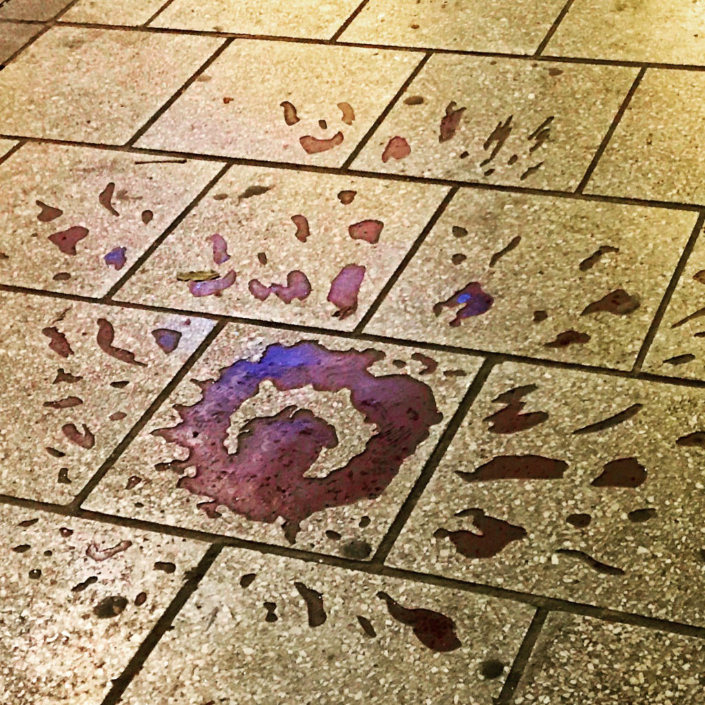 The Sarajevo Roses on a sidewalk in Bosnia.