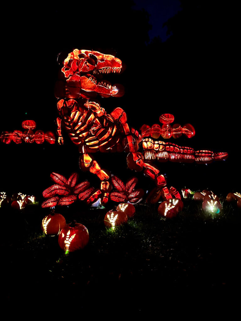 A Dinosaur at the Great Jack O'Lantern Blaze