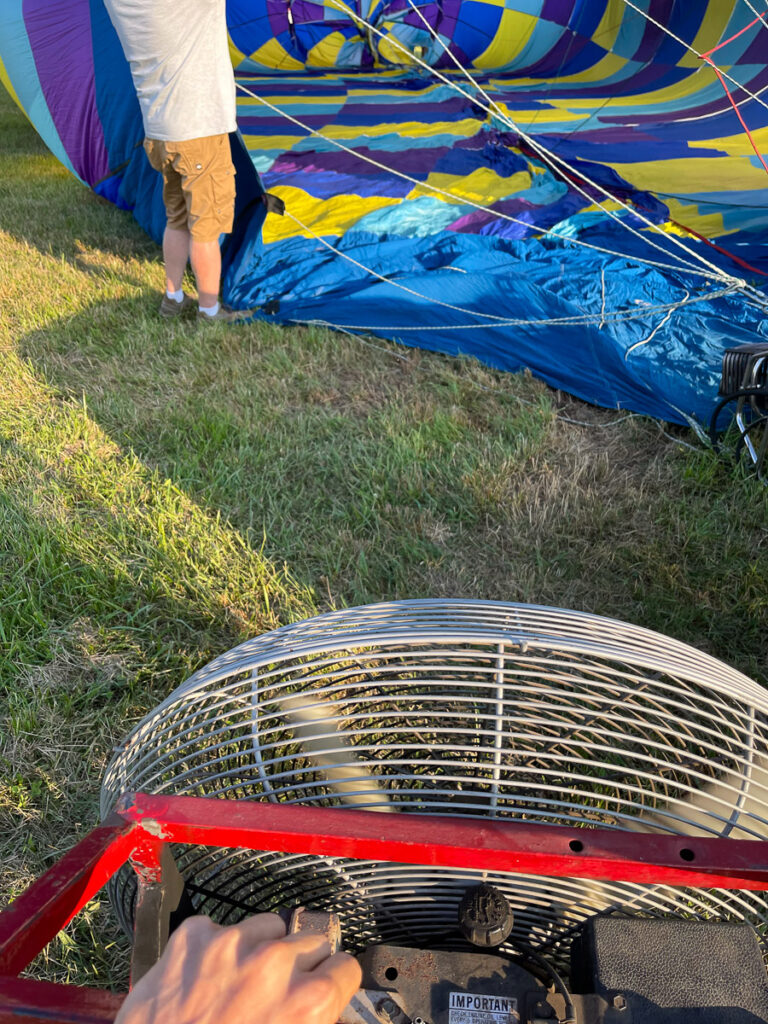 Filling up the hot-air balloon