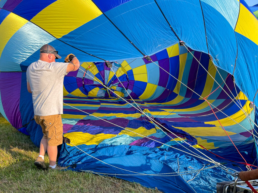 Hot-air balloon inflating