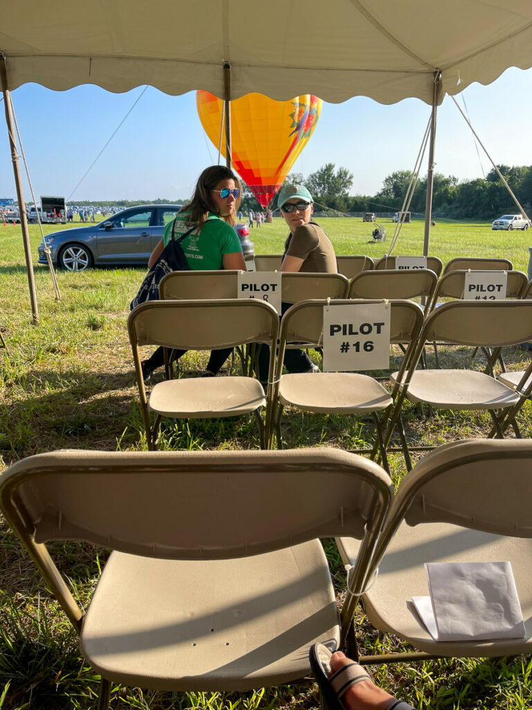 Waiting to ride a hot-air balloon