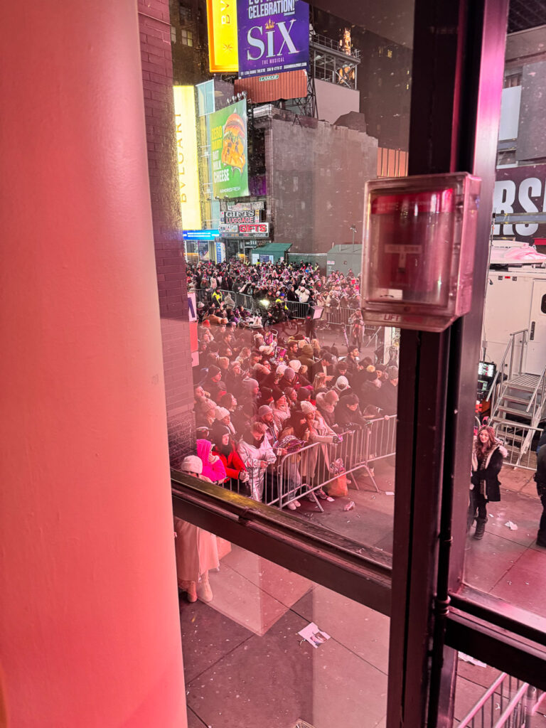 People wait for the ball to drop in Times Square